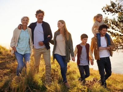 Shot of a happy family out on a morning walk together